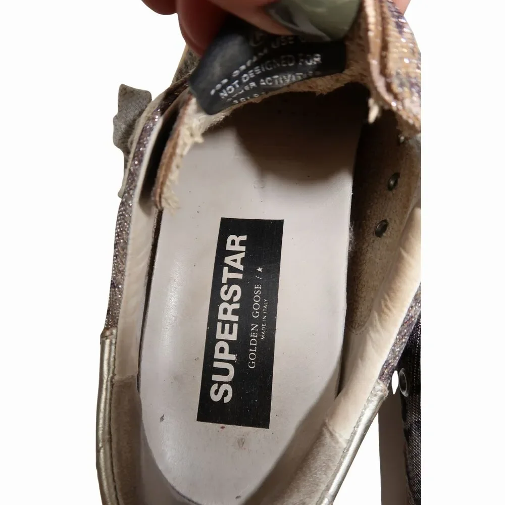 Golden Goose Super-Star Snake Print Glitter Canvas Sneakers Women's Size 39 - Picture 6 of 8